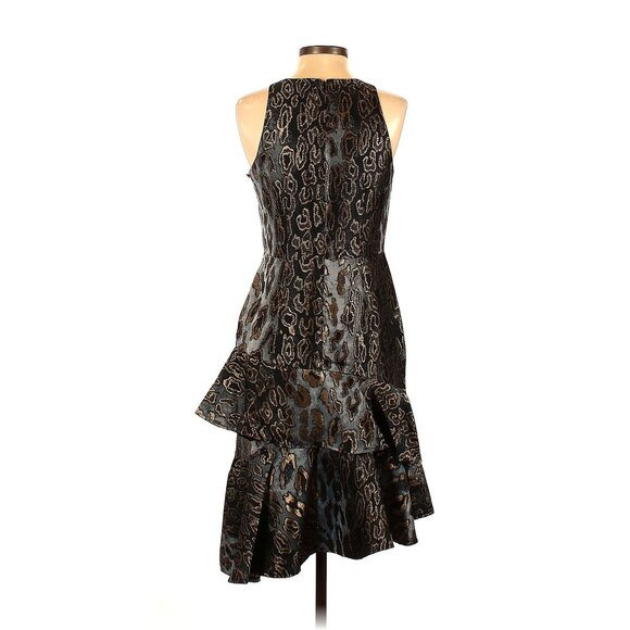 Vince Camuto Animal Print Fit and Flare Dress Size 0 Sleeveless Metallic New - Picture 7 of 11